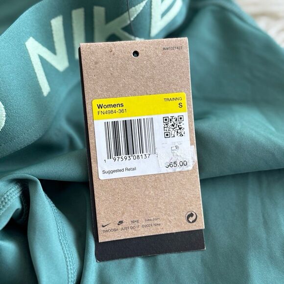 Nike Pro Mid-Rise 7/8 Graphic Leggings Bicoastal Vapour Green White Size Small - Picture 11 of 11